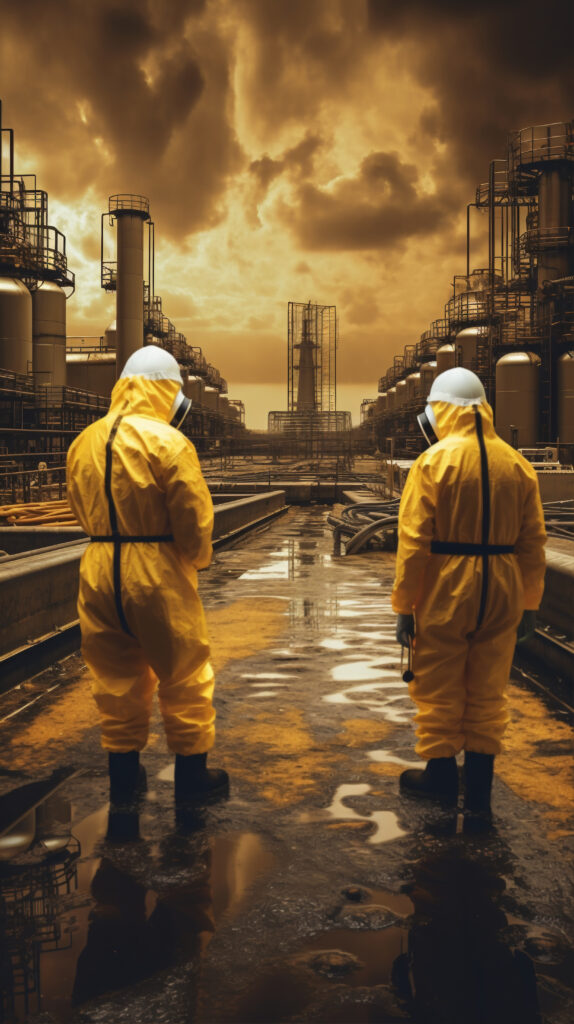 people-hazmats-masks-outside-nuclear-power-plant